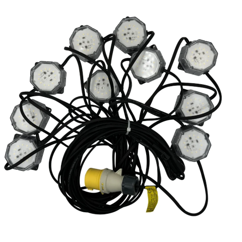 110 Volt LED 22 Metre Fully Enclosed Festoon Site Lighting Kit LEDKITTENC22A