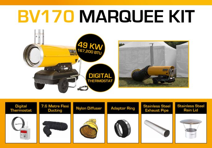 Master BV170DV Marquee Kit With 7.6 Meter Ducting, Digital Thermostat & Accessories BV170MKP4D