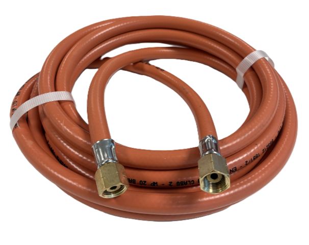5 Metre x 8mm ID x 15mm OD High Pressure LPG Gas Hose c/w Brass Fittings RUBBERHOSE